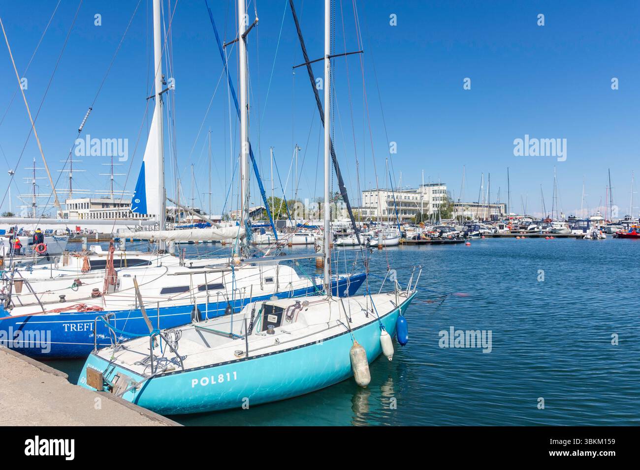 Yachten liegen in Marina Gdynia, Kamienna Góra, Stadt Gdynia, Woiwodschaft Pommern, Republik Polen Stockfoto
