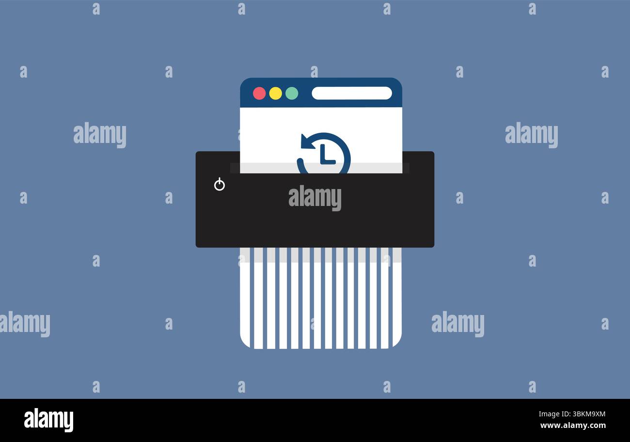 Shreddern des Webverlaufs und Darstellung bereinigter Browserdaten Stock Vektor