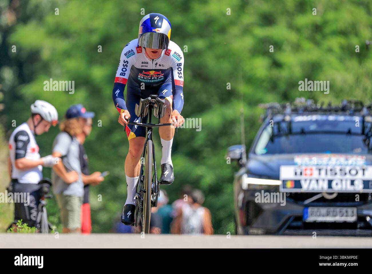 Maxim VAN GILS, Red Bull - BORA - hansgrohe, während des Critérium du Dauphiné 2025, Radrennen, Stage 4, individuelles Zeitfahren, Charmes-sur-Rhône > Saint-Péray (17, 4 km) am 11. Juni 2025 in Saint-Péray, Frankreich - Foto Stefano Cavasino/DPPI Credit: DPPI Media/Alamy Live News Stockfoto