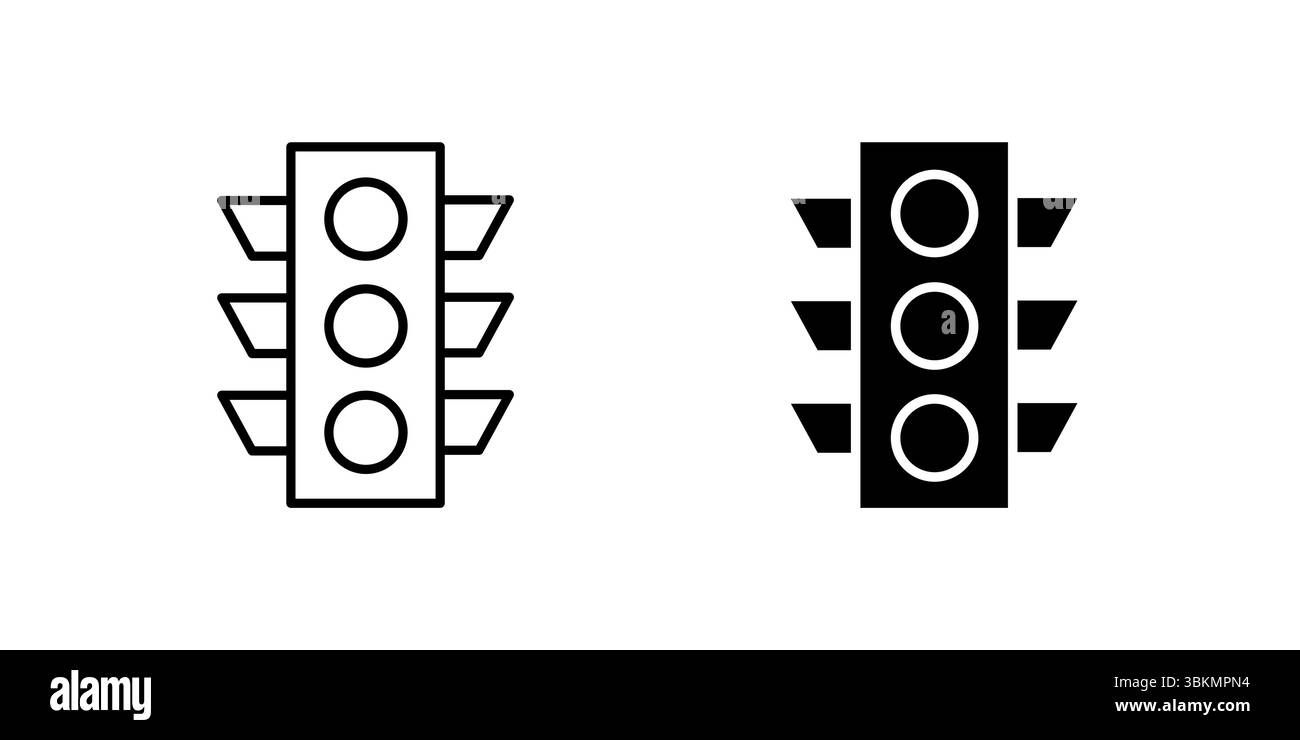 Symbol-Set für das wesentliche Ampelsignal für Transport, Straßensicherheit und Stadtnavigation. Nützlich für Stadt-, Fahrer- und Kommunikationsdesigns. Stock Vektor