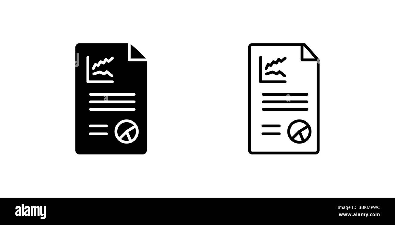 Symbol für detailliertes Berichtsdokument für Analysen, Papiere und offizielle Aufzeichnungen. Unverzichtbar für Unternehmen, Forschung und Datenpräsentation. Stock Vektor