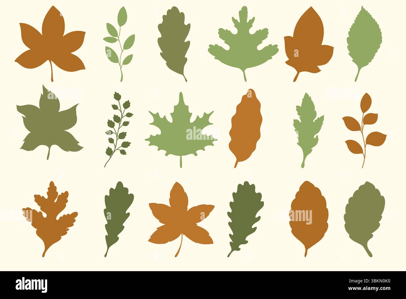 Satz von Hand gezeichneten Blättern Silhouetten isoliert auf weißem Hintergrund. Schöne Doodle Sammlung von Blättern. Stock Vektor
