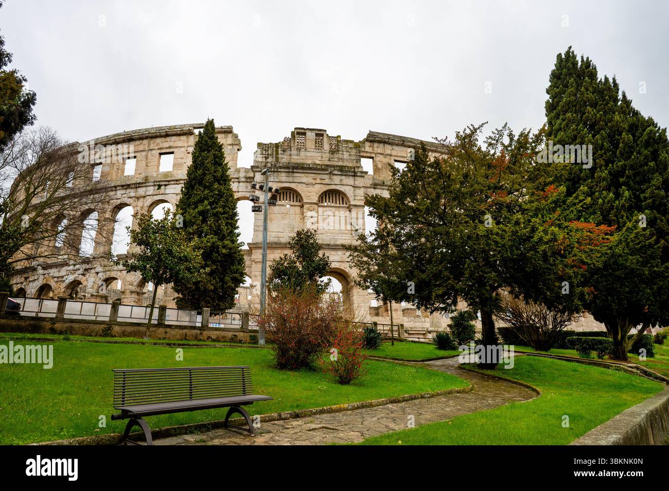 Die Pula Arena, ein römisches Amphitheater, befindet sich in Pula, Kroatien. Stockfoto