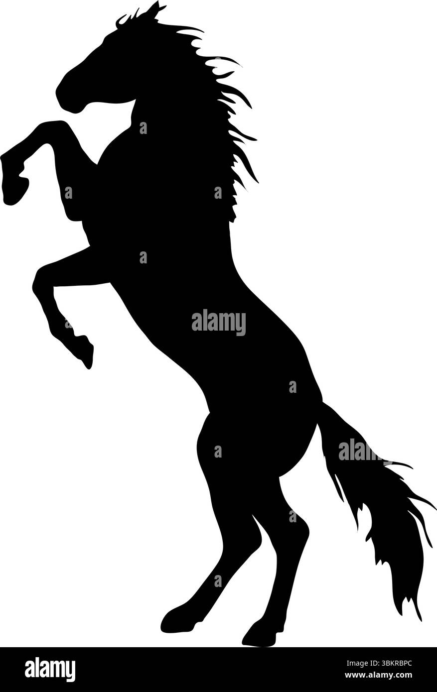 Die schwarze Silhouette eines Pferdes, das sich aufhält. Vektorabbildung. Stock Vektor