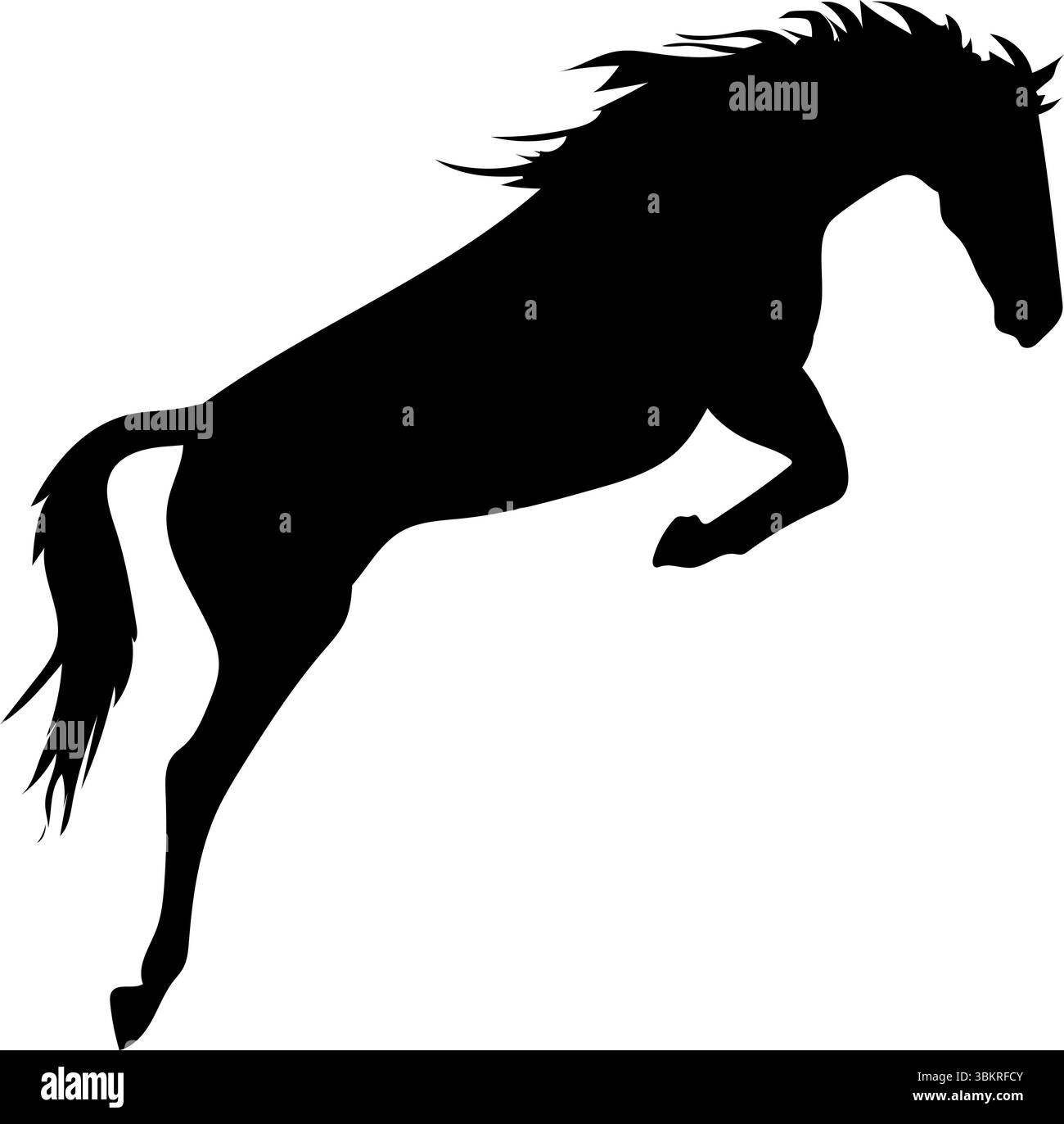Eine schwarze Silhouette eines springenden Pferdes auf einem weißen Hintergrundvektor Stock Vektor
