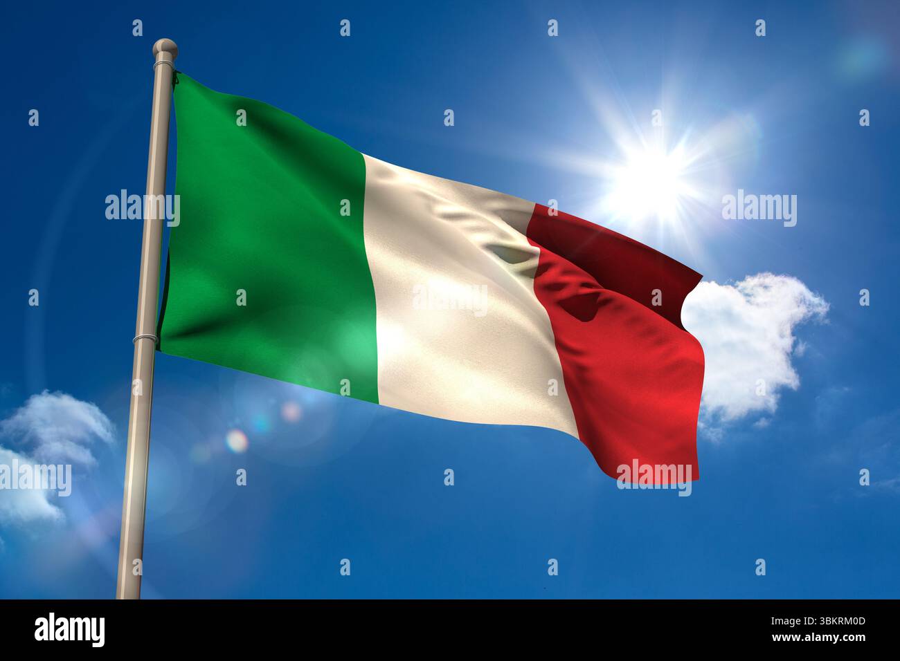 Italien Flagge am Fahnenmast Stockfoto