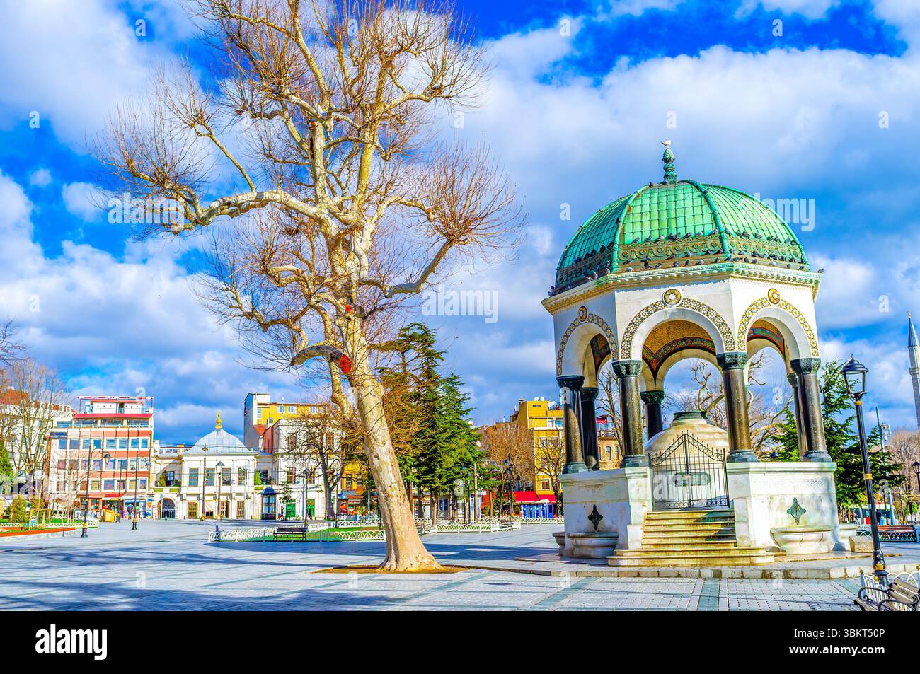 Der deutsche Brunnen auf dem Sultanahmet-Platz, ehemaliges Hippodrom von Konstantinopel, Istanbul, Türkei Stockfoto