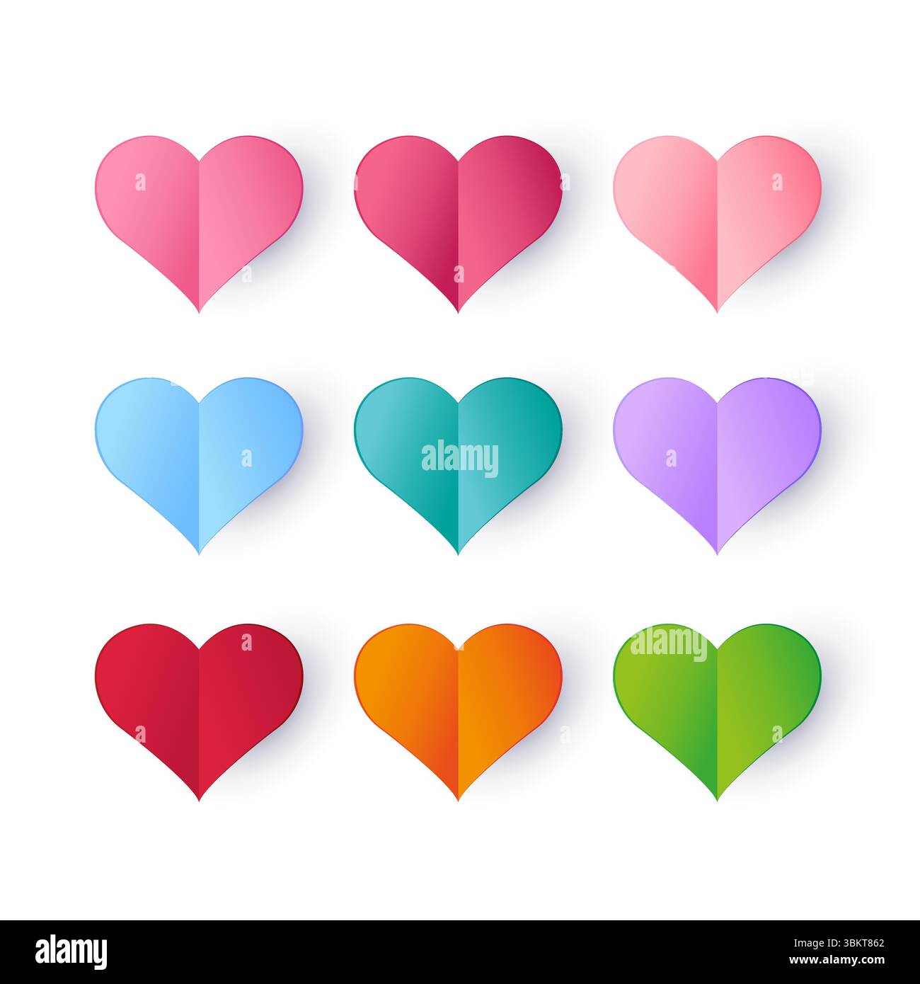Papierschnitt Liebe-Symbol-Set. Stock Vektor