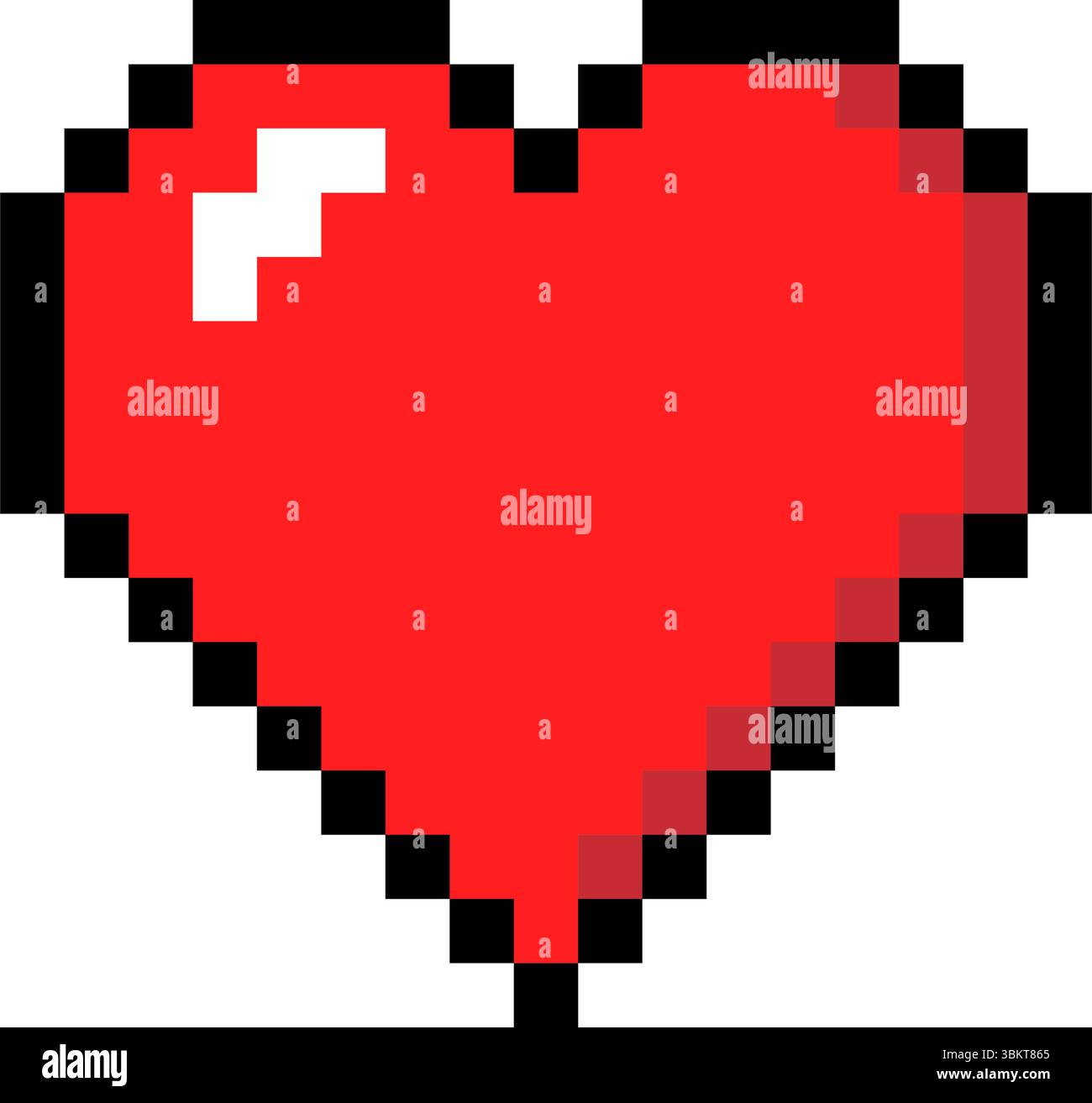 Pixelart rotes Herz-Symbol, pixelförmiges Herz-Symbol mit schwarzem Umriss, Liebeszeichen isoliert auf weißem Hintergrund, pixelförmiges rotes Herz-Symbol, valentinstag-Symbol Stock Vektor