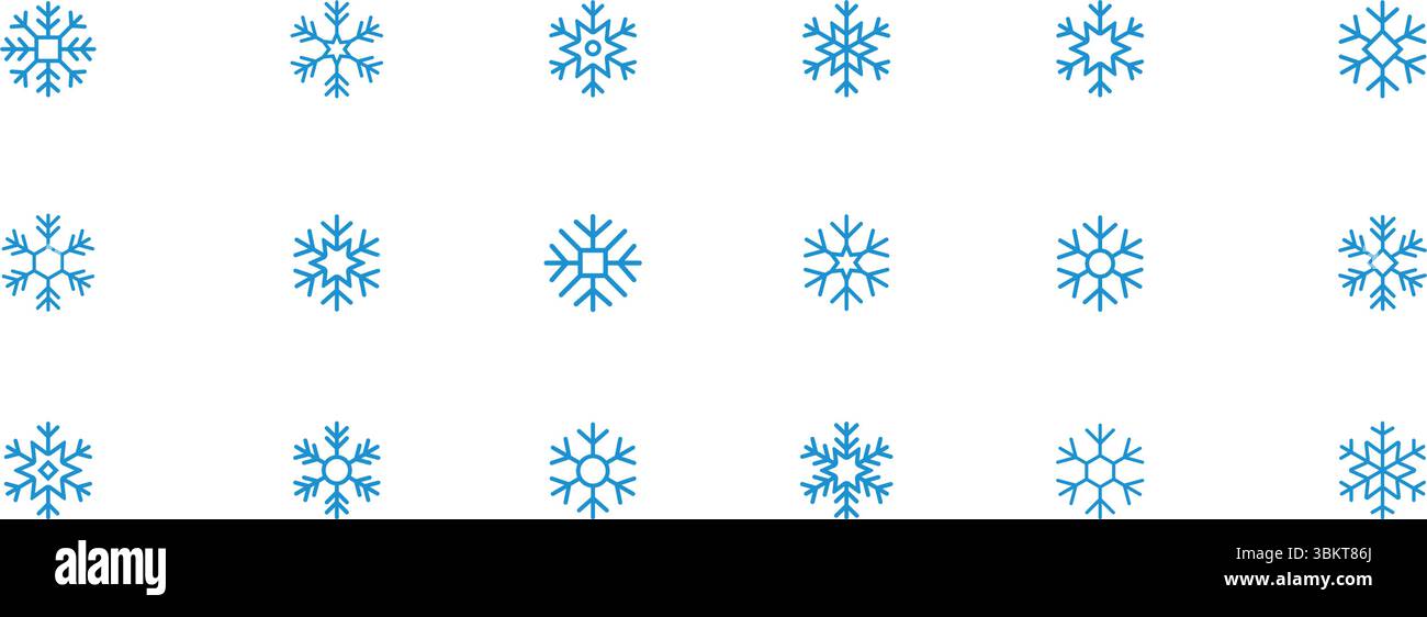 Schneeflocken, dünne Linie Schneeflocken einfache Icon Pack, Winter Schneeflocken Vorlage, Blaue Schneeflocken Icon Set, Schneeflocken Vektor Illustration. Stock Vektor