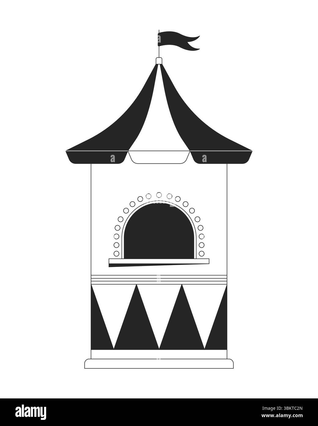 Carnival Ticket Stand 2D Line Objekt Stock Vektor