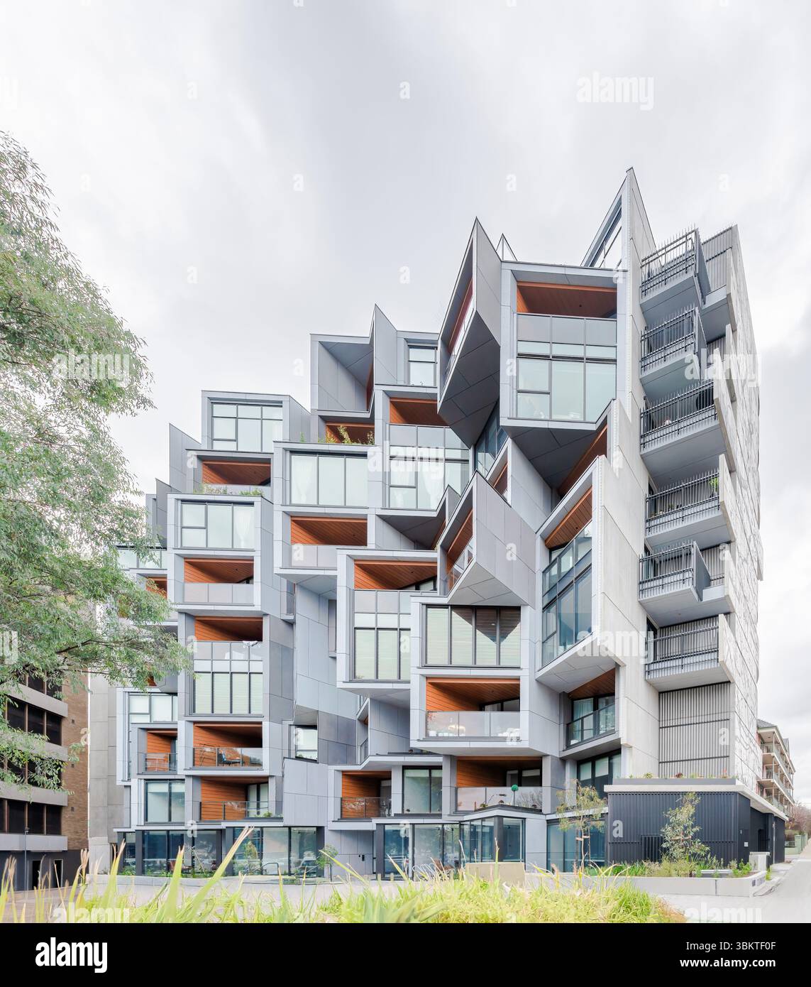 Melbourne, Victoria, Australien - CV Windsor Housing by Decibel Architecture (Fassadenkunst von Kim Westcot) Stockfoto