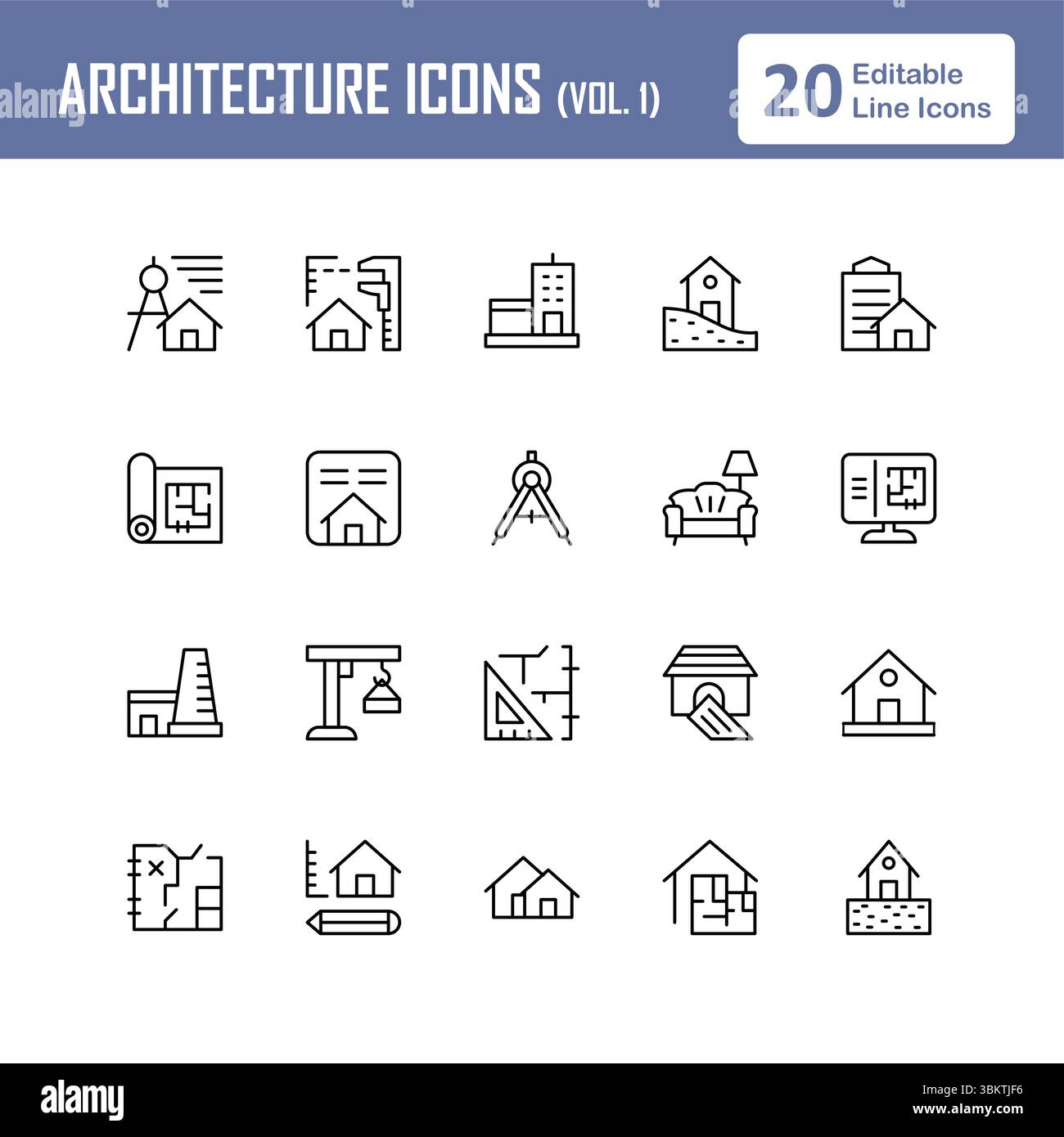 Set Der Architektursymbole (Band 2) Stock Vektor