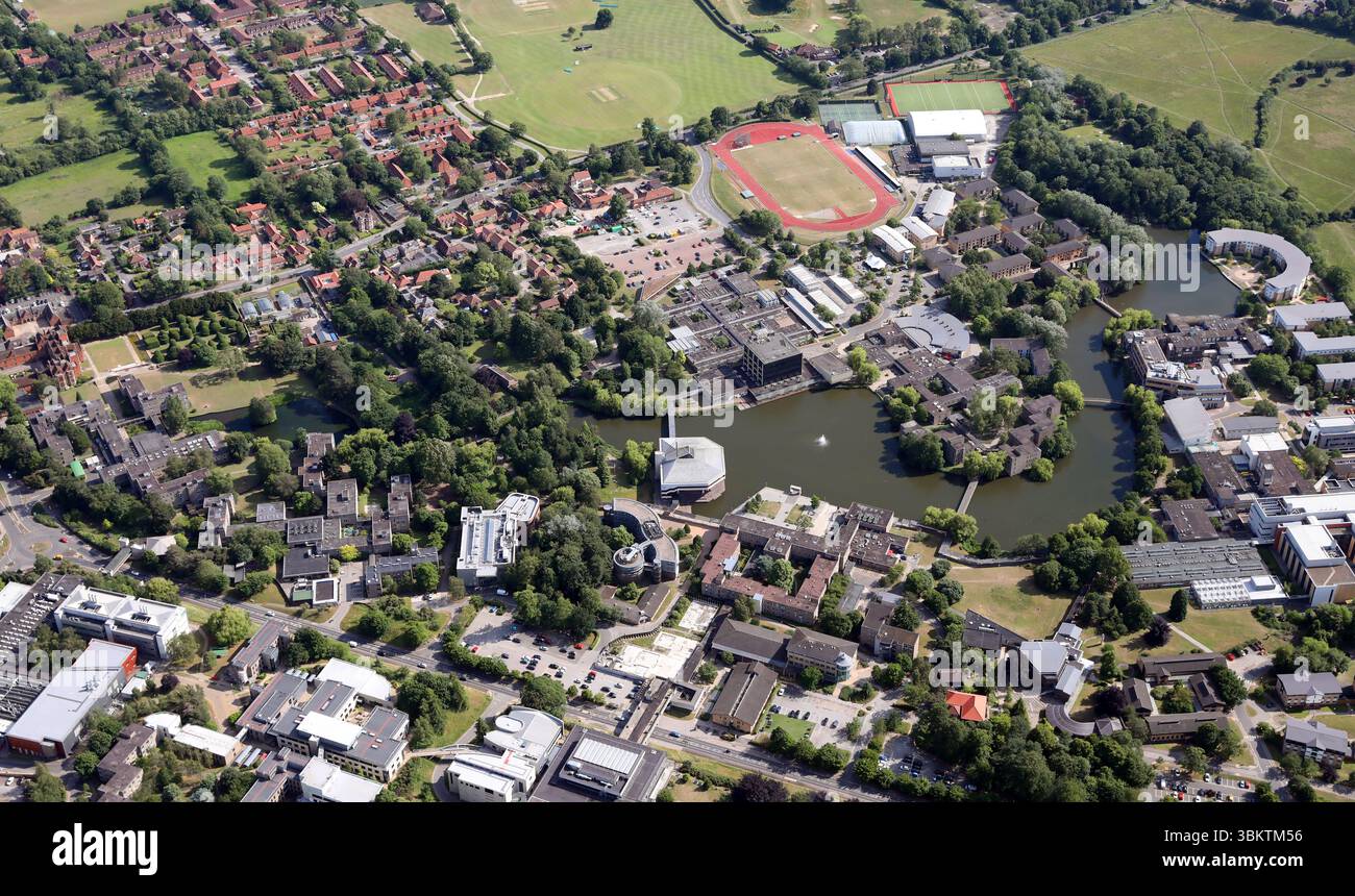 Luftaufnahme der York University, Heslington, York Stockfoto