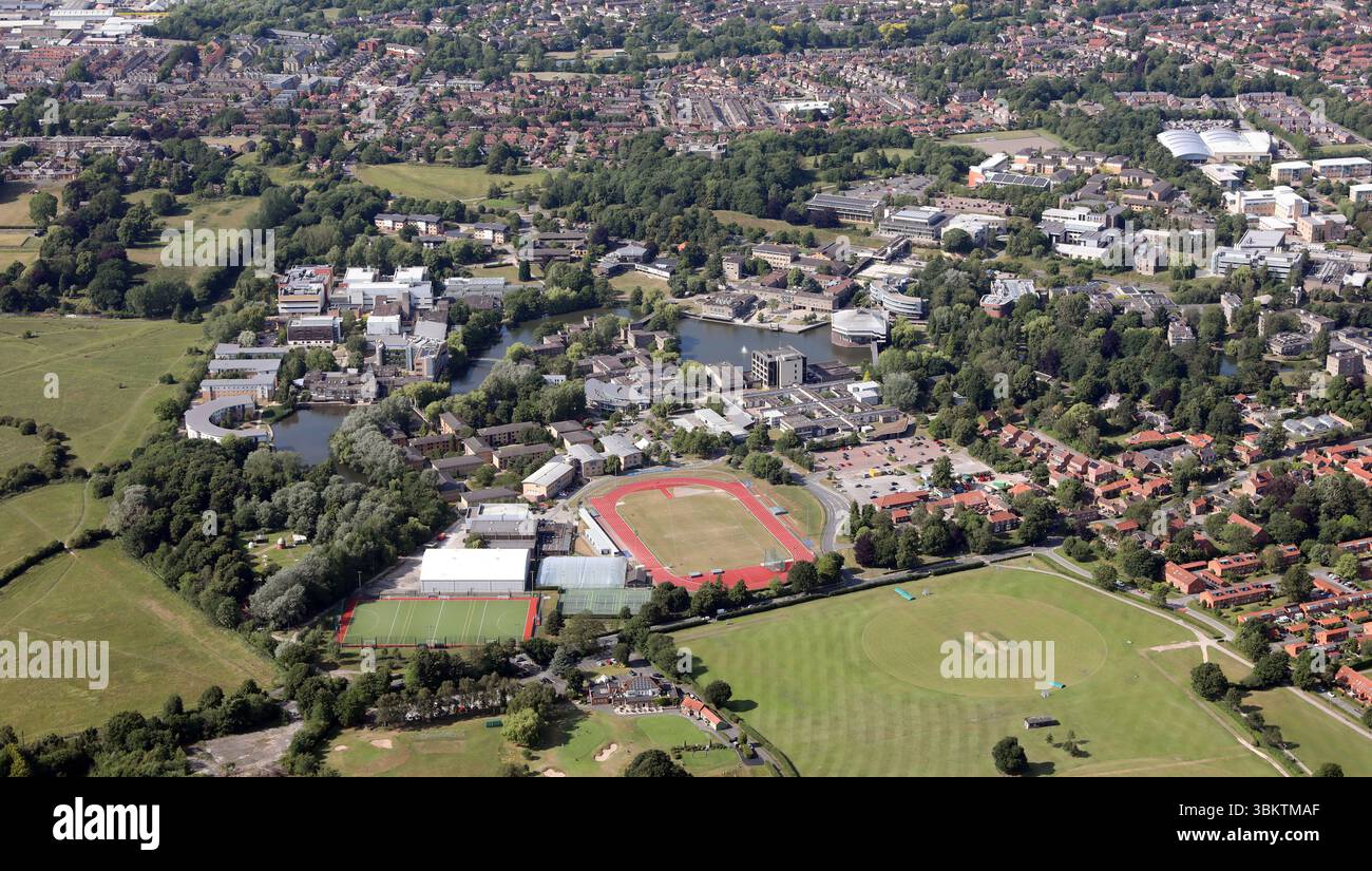 Luftaufnahme der York University, Heslington, York Stockfoto