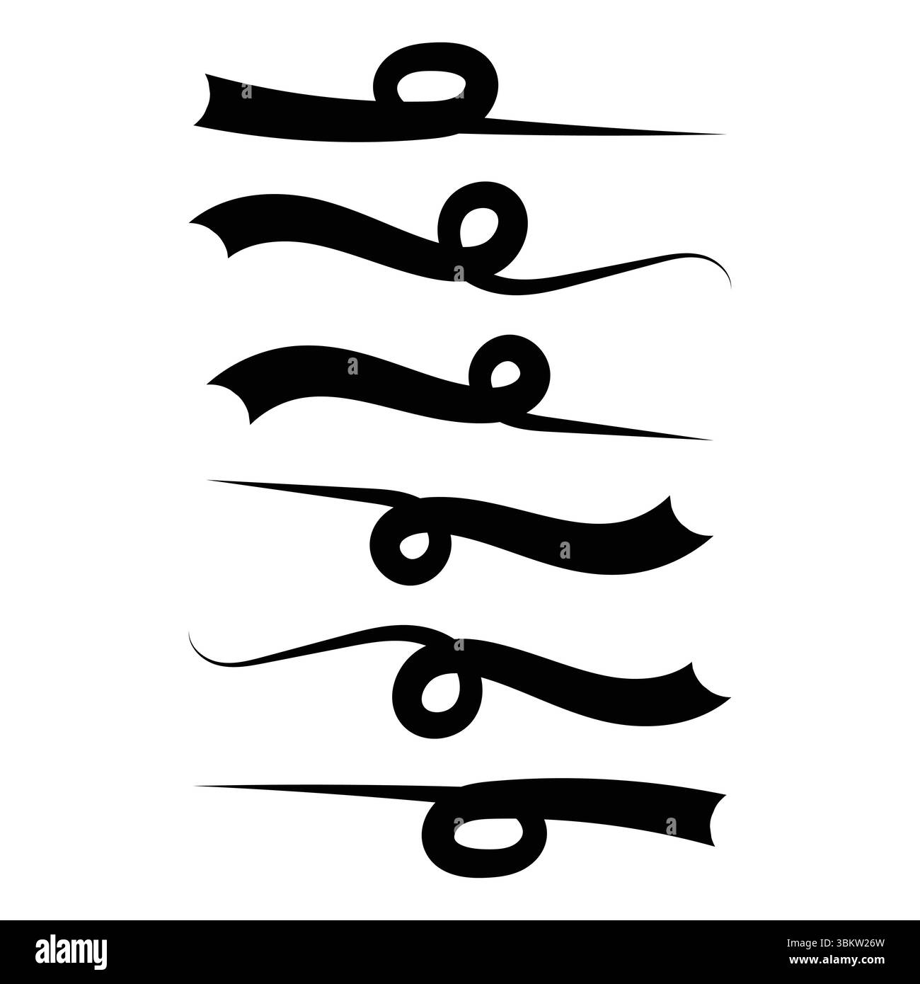 Baseball-Schwänze. Swoosh schwamm Typografie lockig Vintage Graphics Vector Set Stock Vektor