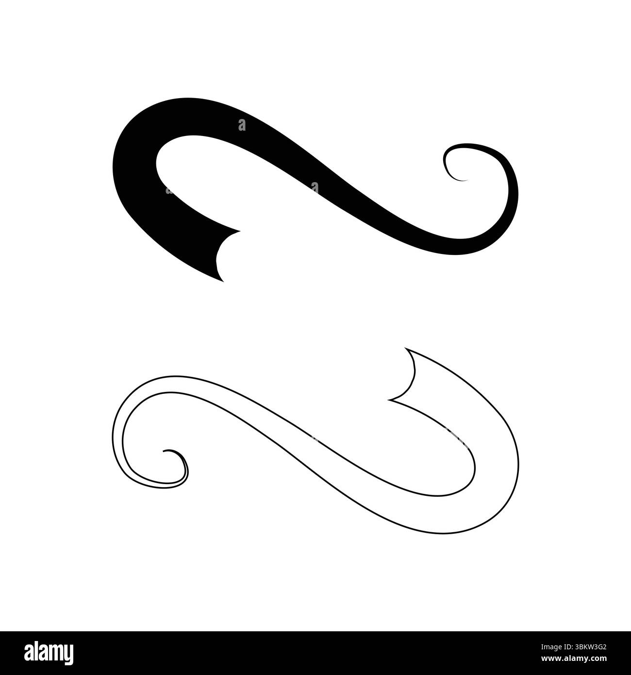 Baseball-Schwänze. Swoosh schwamm Typografie lockig Vintage Graphics Vector Set Stock Vektor