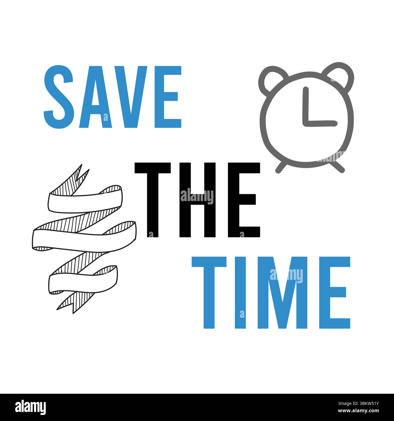Sparen Sie Zeit mit handgezeichnetem Text. Stock Vektor