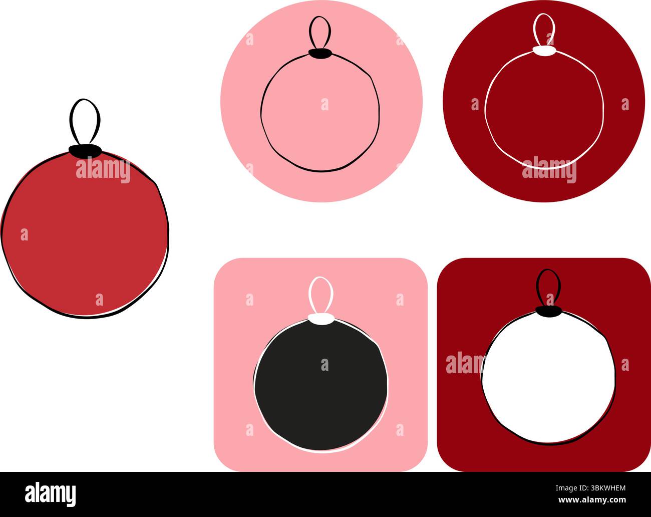 Rundes Weihnachtsspielzeug. Abbildung der grafischen Vektorfarbe. Silhouettenzeichen für Logo, Druck, Comics, Mode, Pop Art, Boards, Design, Aufkleber Stock Vektor