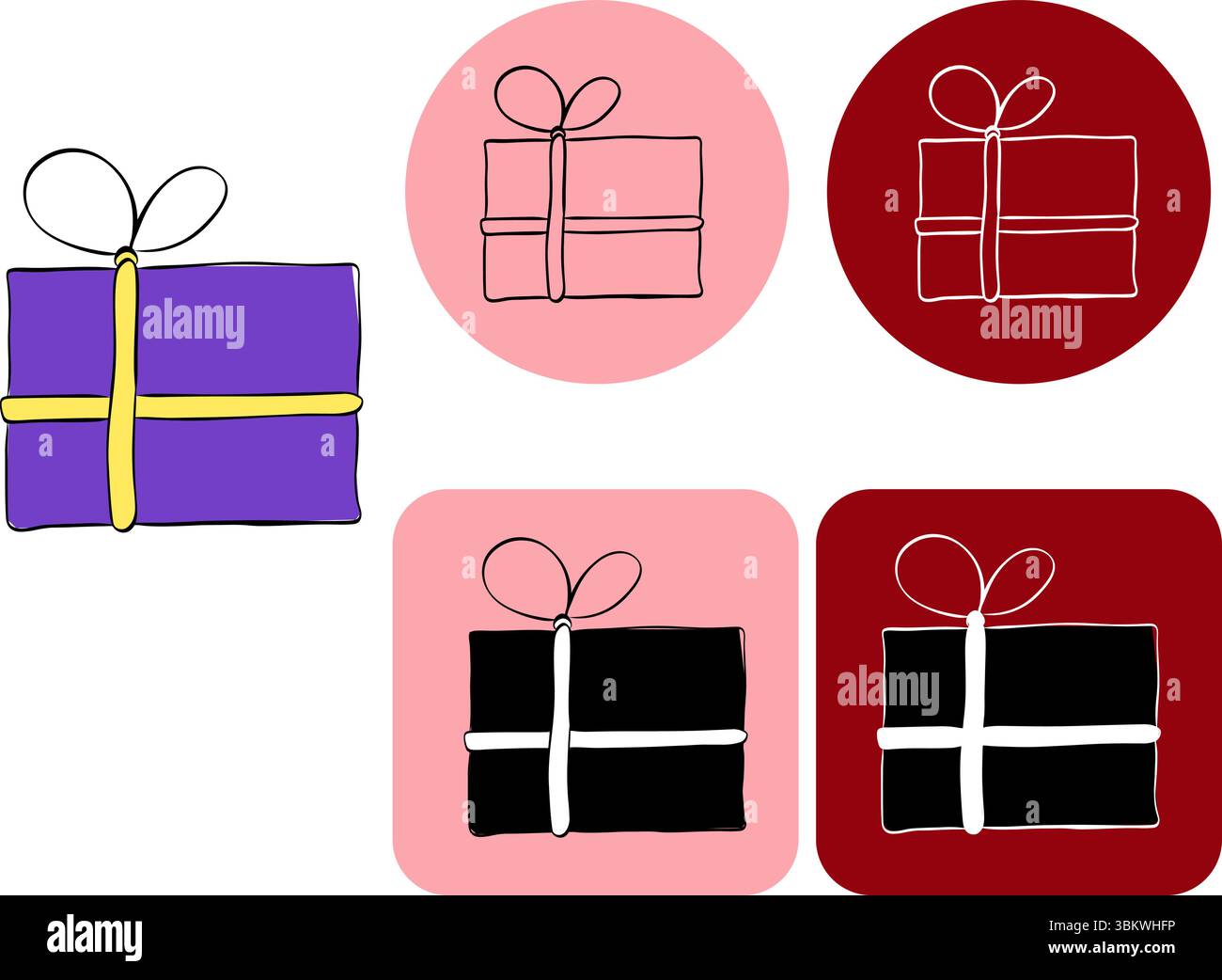 Logotyp der Geschenkbox. Abbildung der grafischen Vektorfarbe. Perfekt für besondere Anlässe, Hochzeiten, Jubiläen und luxuriöse Geschenkpräsentationen. Für PA Stock Vektor