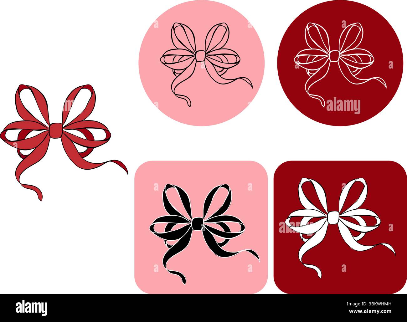 Logotyp des roten Ribbon. Abbildung der grafischen Vektorfarbe. Rotes Seidenband, perfekt für Karten, Dekorationen, Aufkleber, Logo, Menü, verschiedene Designs. tex Stock Vektor