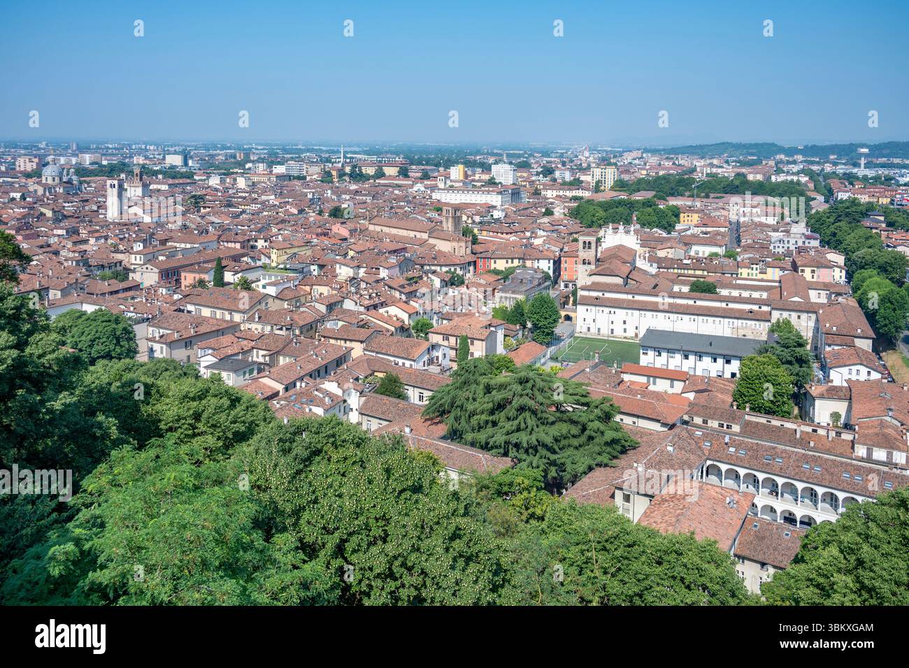 Blick auf die Stadt vom Castello, Brescia, Lombardei, Italien Stockfoto