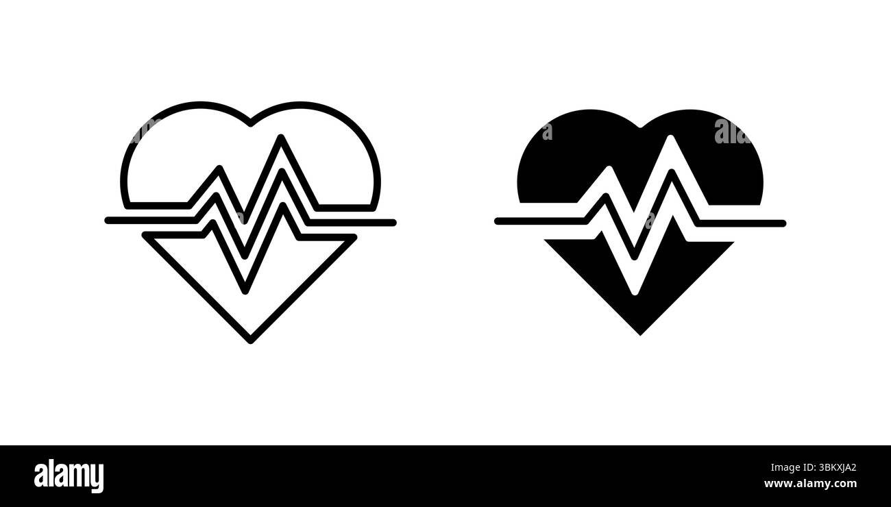 Dynamischer Herzschlag – Symbolsatz für Gesundheit, medizinische Versorgung und Vitalparameter. Unverzichtbar für Fitness, Wellness und Kardiologie. Stock Vektor