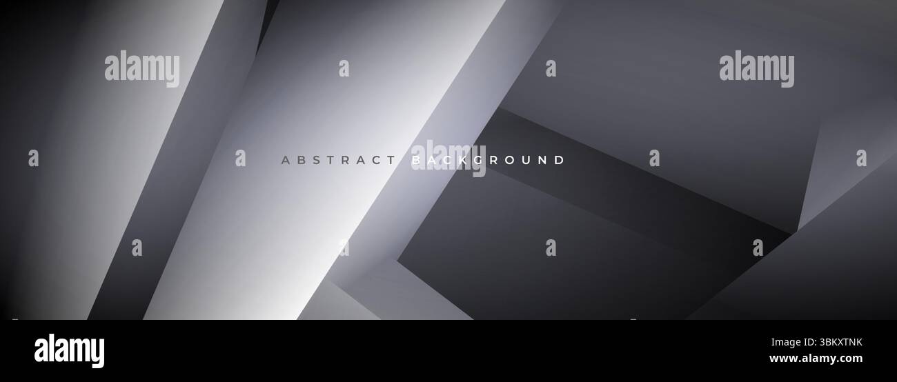 Dunkelgrauer moderner abstrakter breiter Banner-Hintergrund mit geometrischen 3D-Dagonalen. Dunkelgraue Vektorillustration Stock Vektor