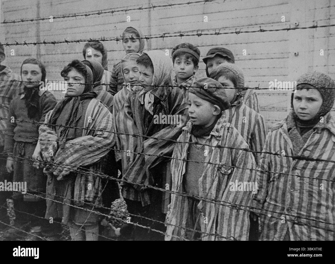 AUSCHWITZ, POLEN - 1945 - Ein Film aus der sowjetischen Roten Armee über die Befreiung von Auschwitz wurde über einen Zeitraum von mehreren Monaten gedreht Stockfoto
