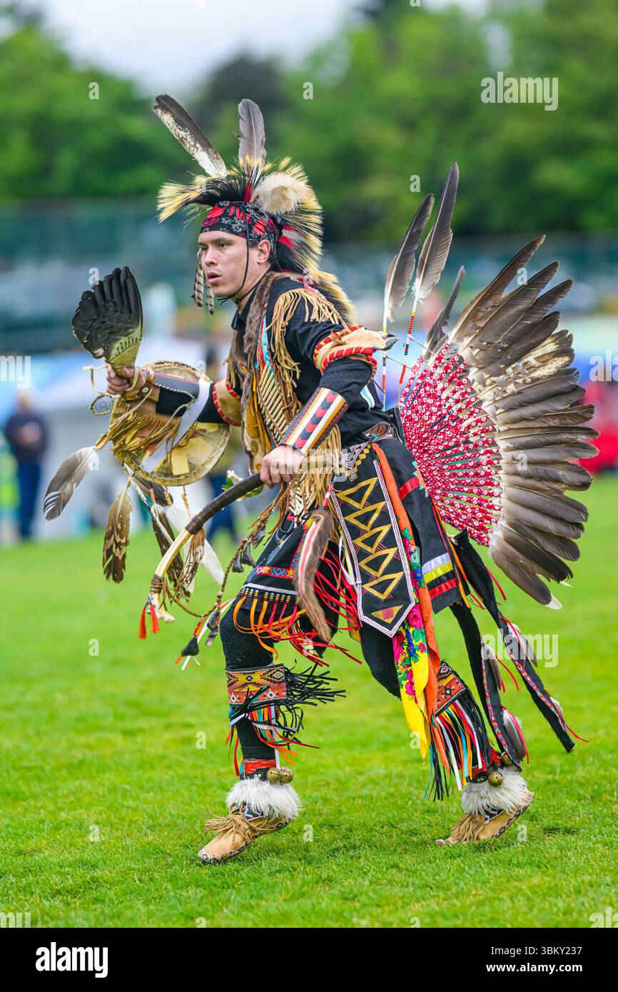 Pow Wow Dancer, National Indigenous Peoples Day, Vancouver, British Columbia, Kanada Stockfoto