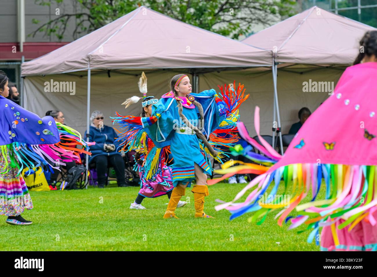 Pow Wow Dancers, National Indigenous Peoples Day, Vancouver, British Columbia, Kanada Stockfoto