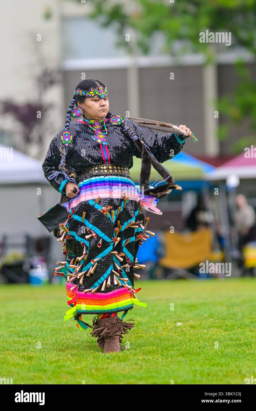 Pow Wow Dancers, National Indigenous Peoples Day, Vancouver, British Columbia, Kanada Stockfoto