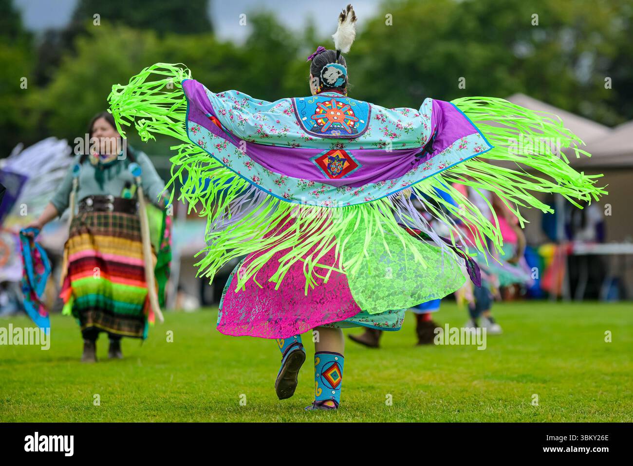 Pow Wow Dancers, National Indigenous Peoples Day, Vancouver, British Columbia, Kanada Stockfoto