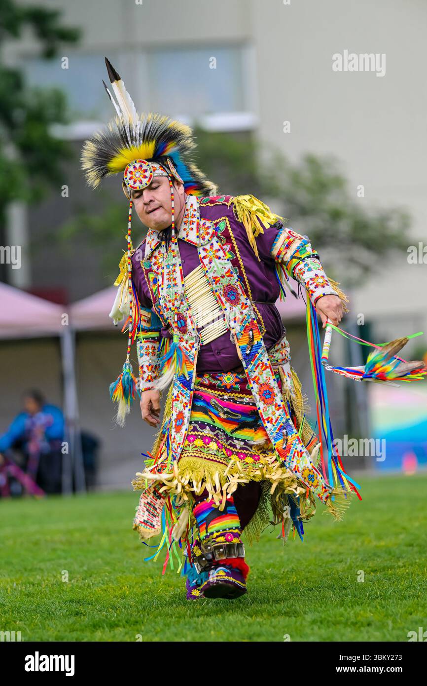 Pow Wow Dancers, National Indigenous Peoples Day, Vancouver, British Columbia, Kanada Stockfoto