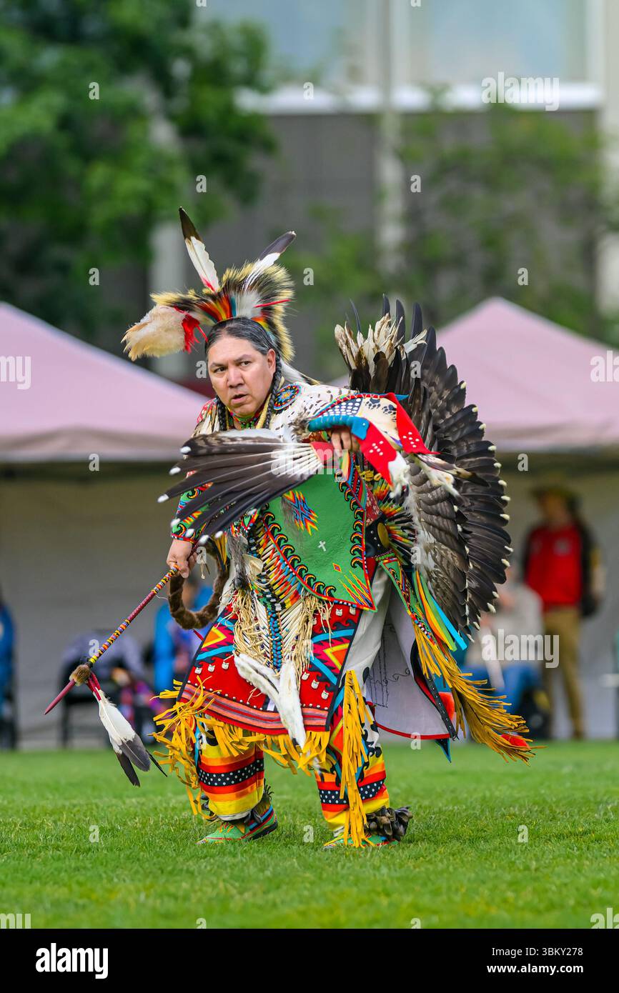 Pow Wow Dancers, National Indigenous Peoples Day, Vancouver, British Columbia, Kanada Stockfoto