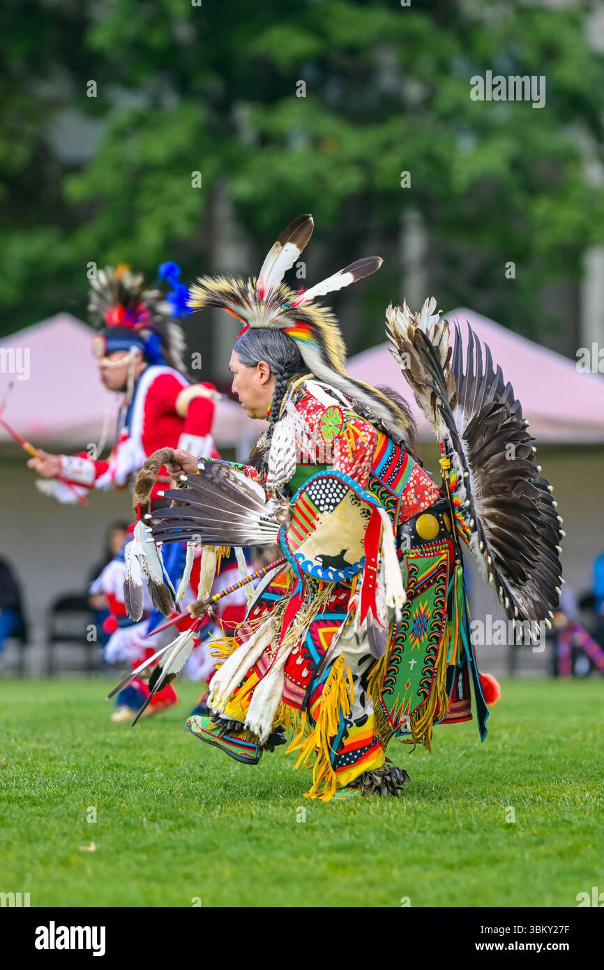 Pow Wow Dancers, National Indigenous Peoples Day, Vancouver, British Columbia, Kanada Stockfoto