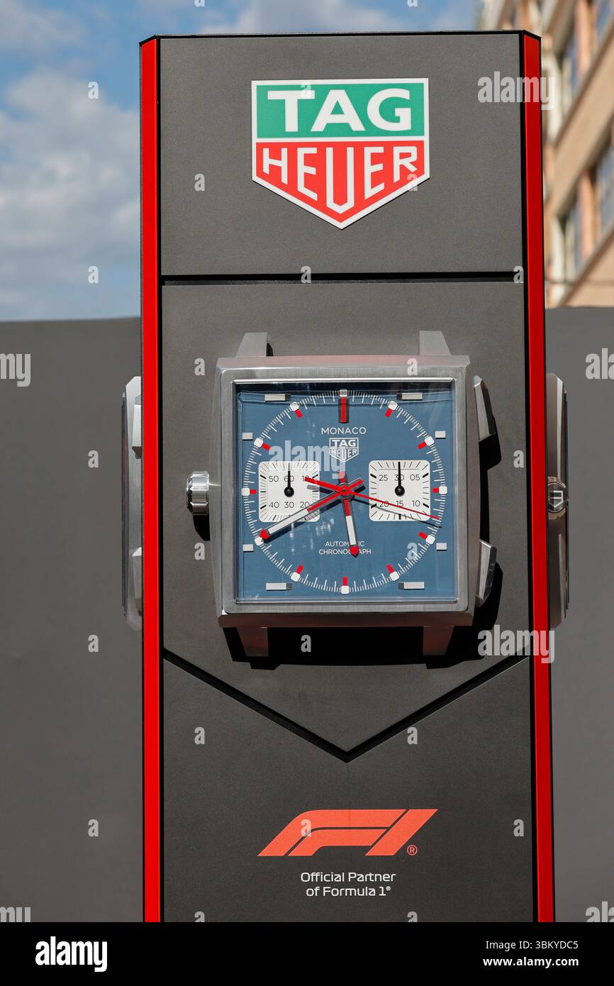 Monaco, 22. Mai 2025. Formel 1 Tag Heuer Grand Prix de Monaco 2025. Im Bild: Tag Heuer Uhr im Fahrerlager © Piotr Zajac/Alamy Live News Stockfoto