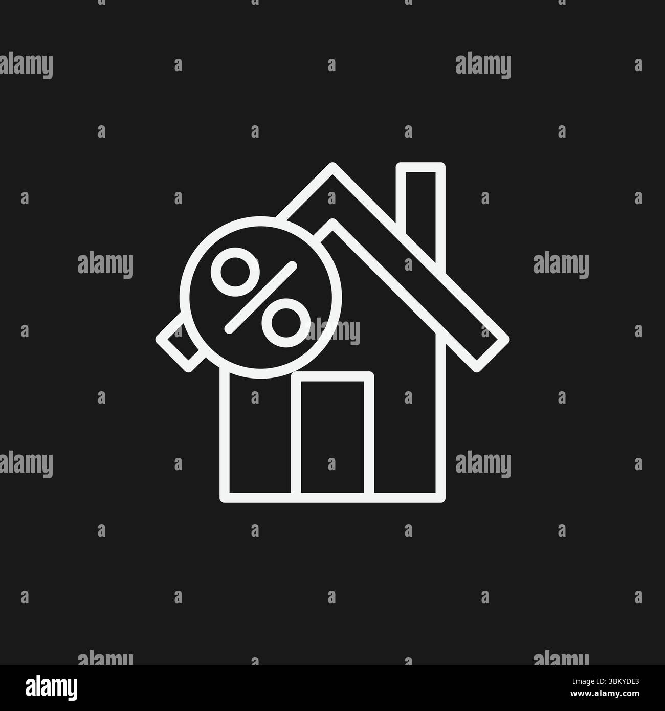 Haus mit Prozentsymbol, Hypothekenzinsen, Immobiliendarlehen und Immobilieninvestitionen Stock Vektor