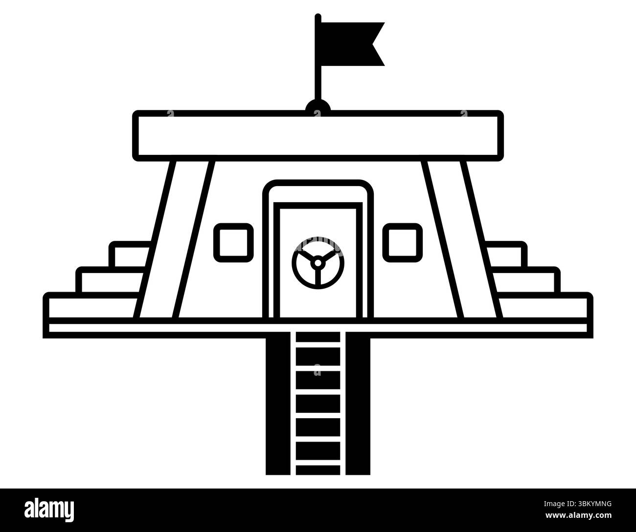 Bunker schwarz Symbol. Bild eines Bombenschutzbunkers auf weißem Hintergrund. Flache Vektor-Illustration. Stock Vektor