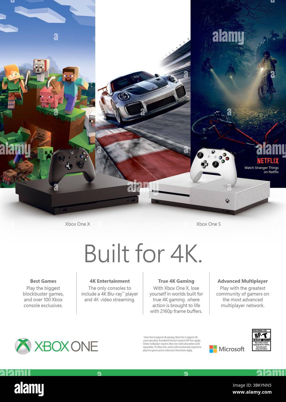 2017 Xbox One S, Xbox One X Promo, „Built for 4K“ Stockfoto
