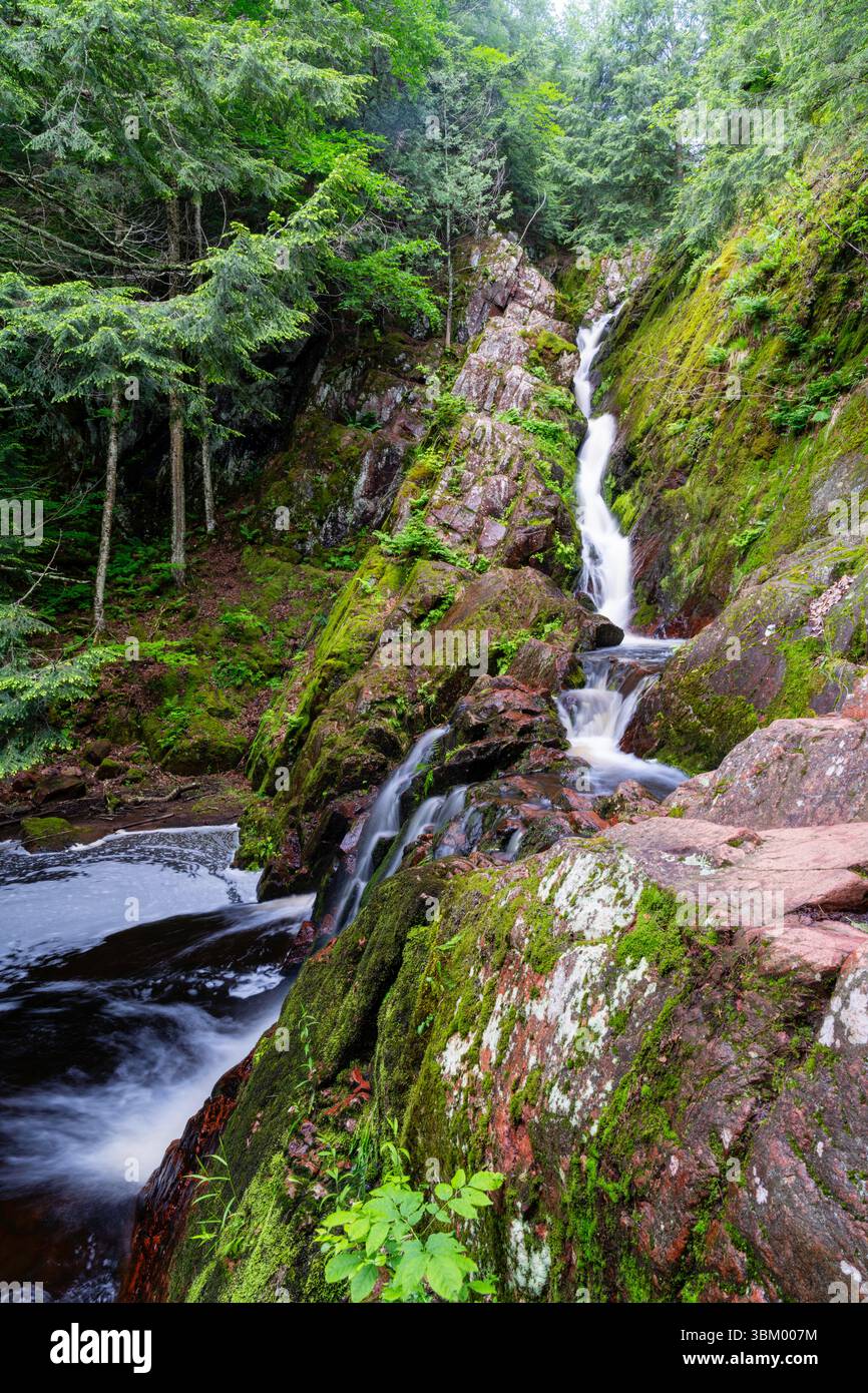 Foto der wunderschönen Morgan Falls im Chequamegon-Nicolet National Forest, Ashland County, Wisconsin, USA. Stockfoto