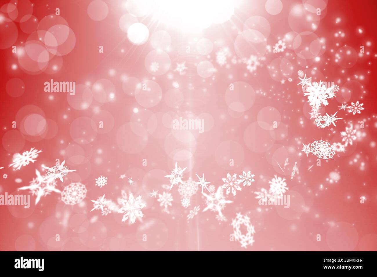 Rotes Design mit weißen Schneeflocken Stockfoto