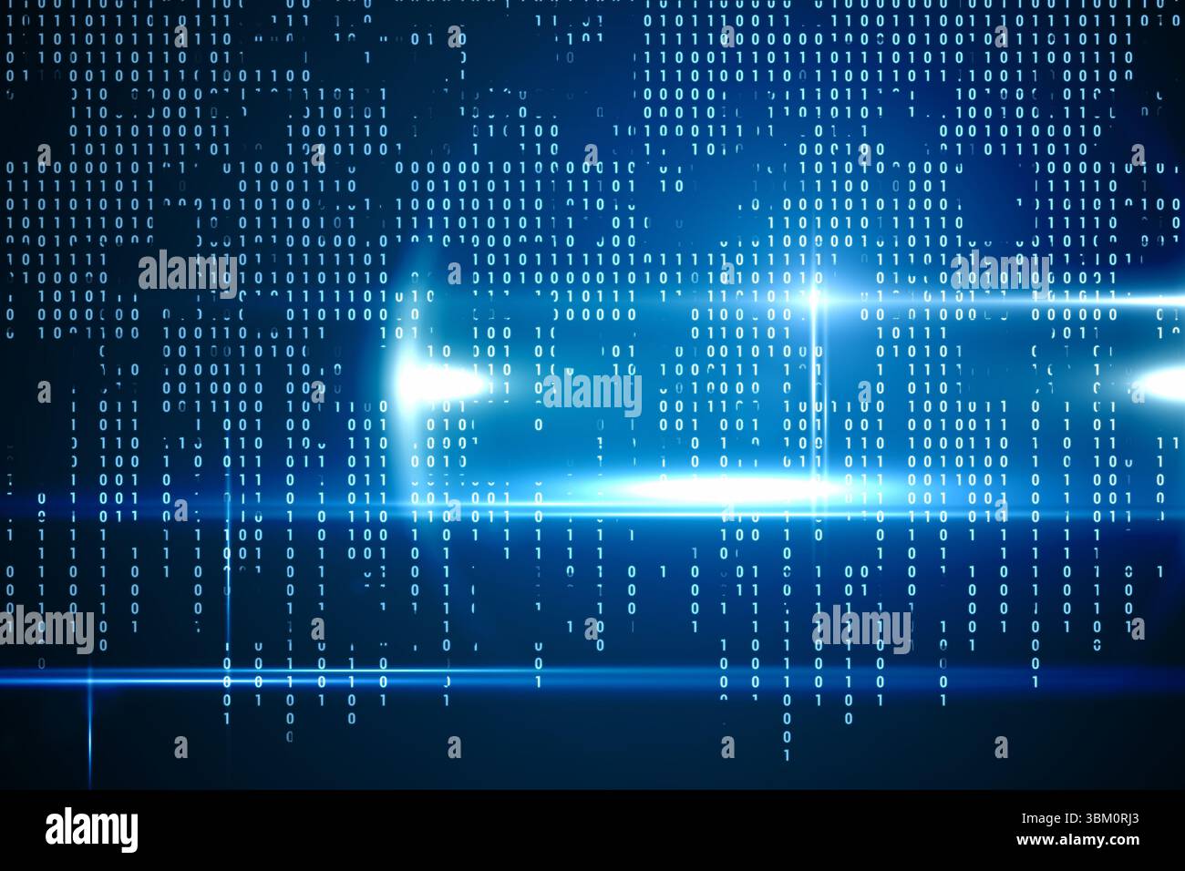 Blaue Technologie Schnittstelle mit Binär-code Stockfoto