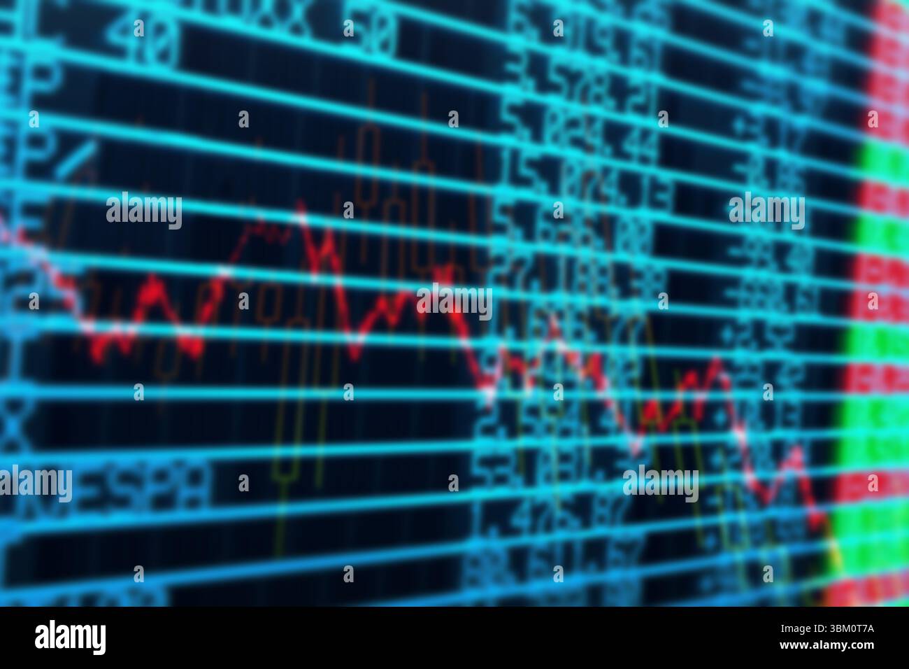 Handelstafel mit Finanzdaten Stockfoto