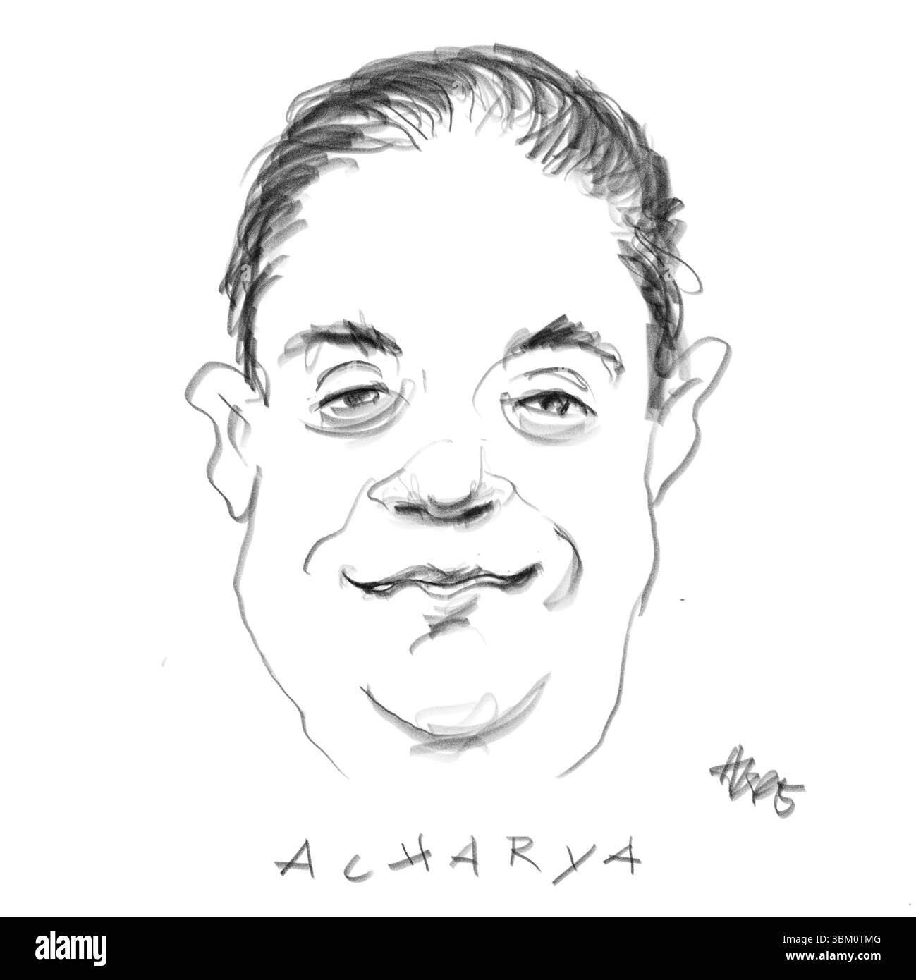 Bleistiftporträt des Schriftstellers Acharya Stockfoto