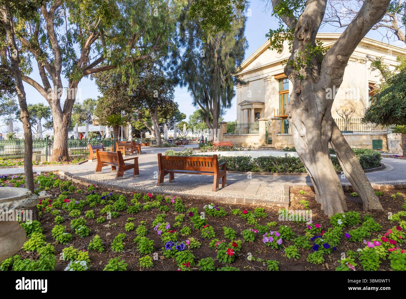 Malta, Valletta. Obere Barrakka-Gärten. Malta Stock Exchange. Stockfoto