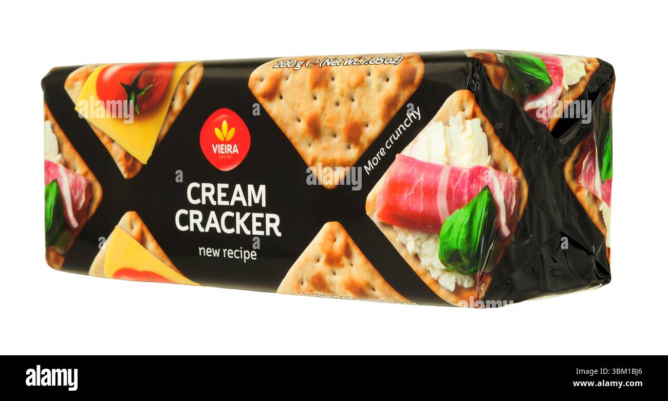 Vieira Creme Cracker für Käse in einer 200-g-Packung Stockfoto