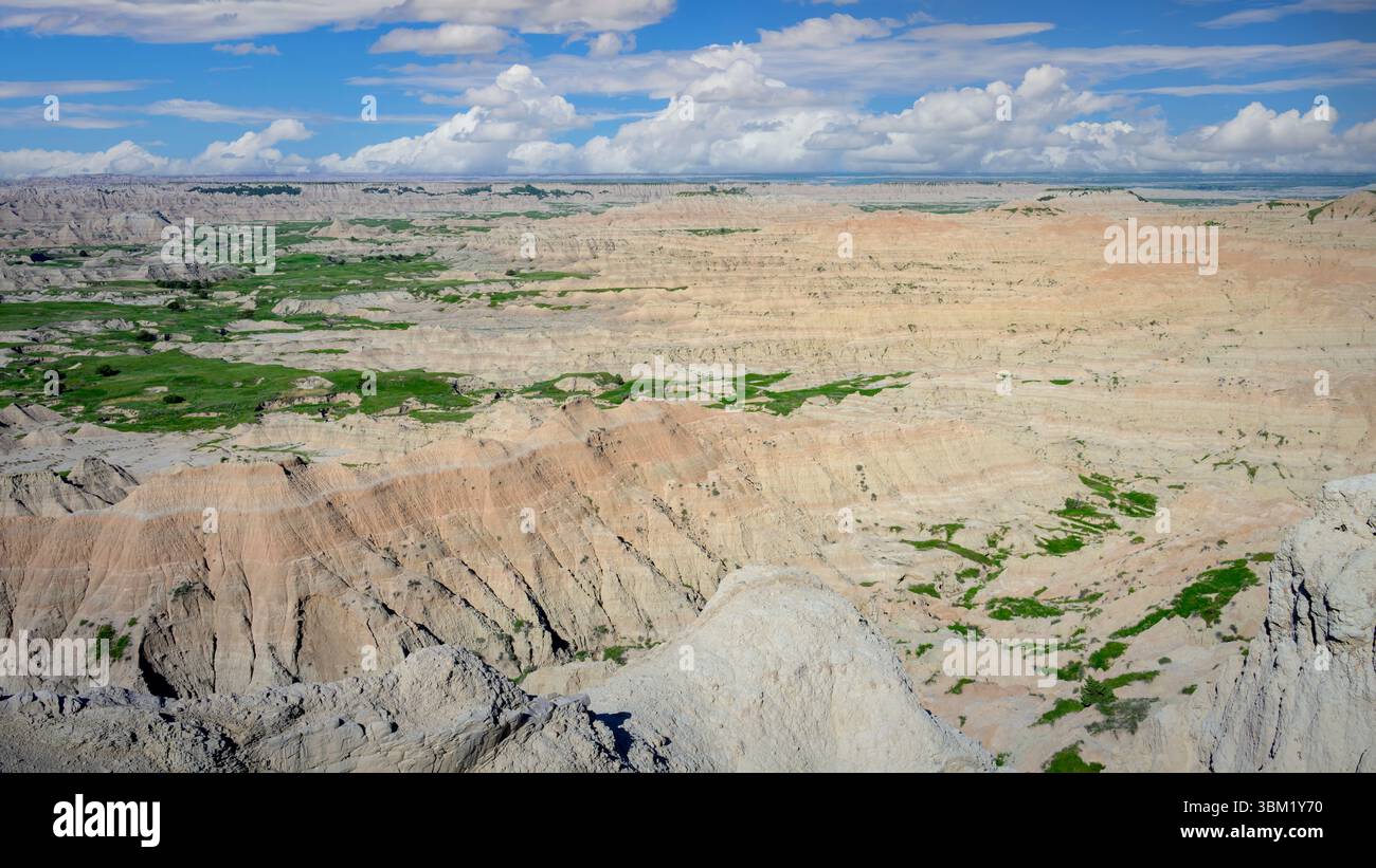 Aus der Vogelperspektive des Badlands National Park, South Dakota, USA. Stockfoto