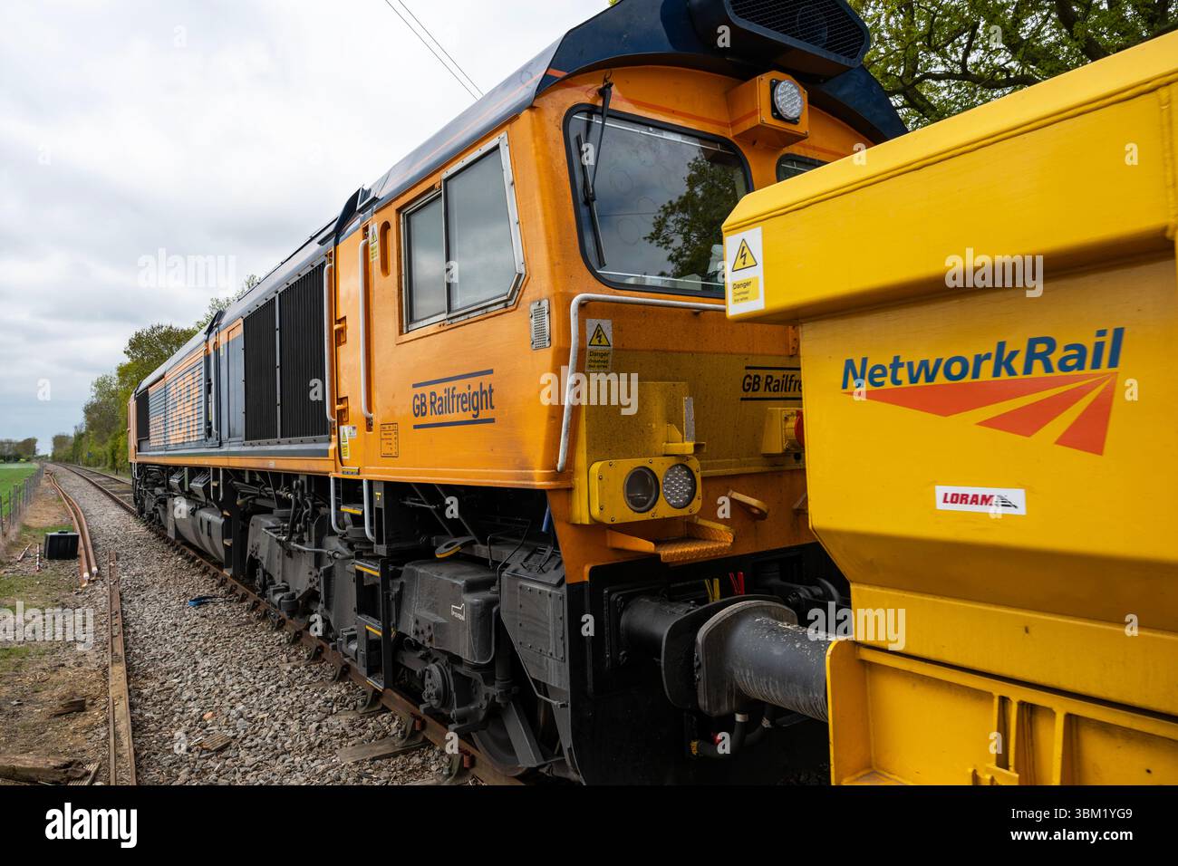 GB Railfreight-Testzug Saxmundham bis Leiston-Nebenbahn Suffolk Stockfoto