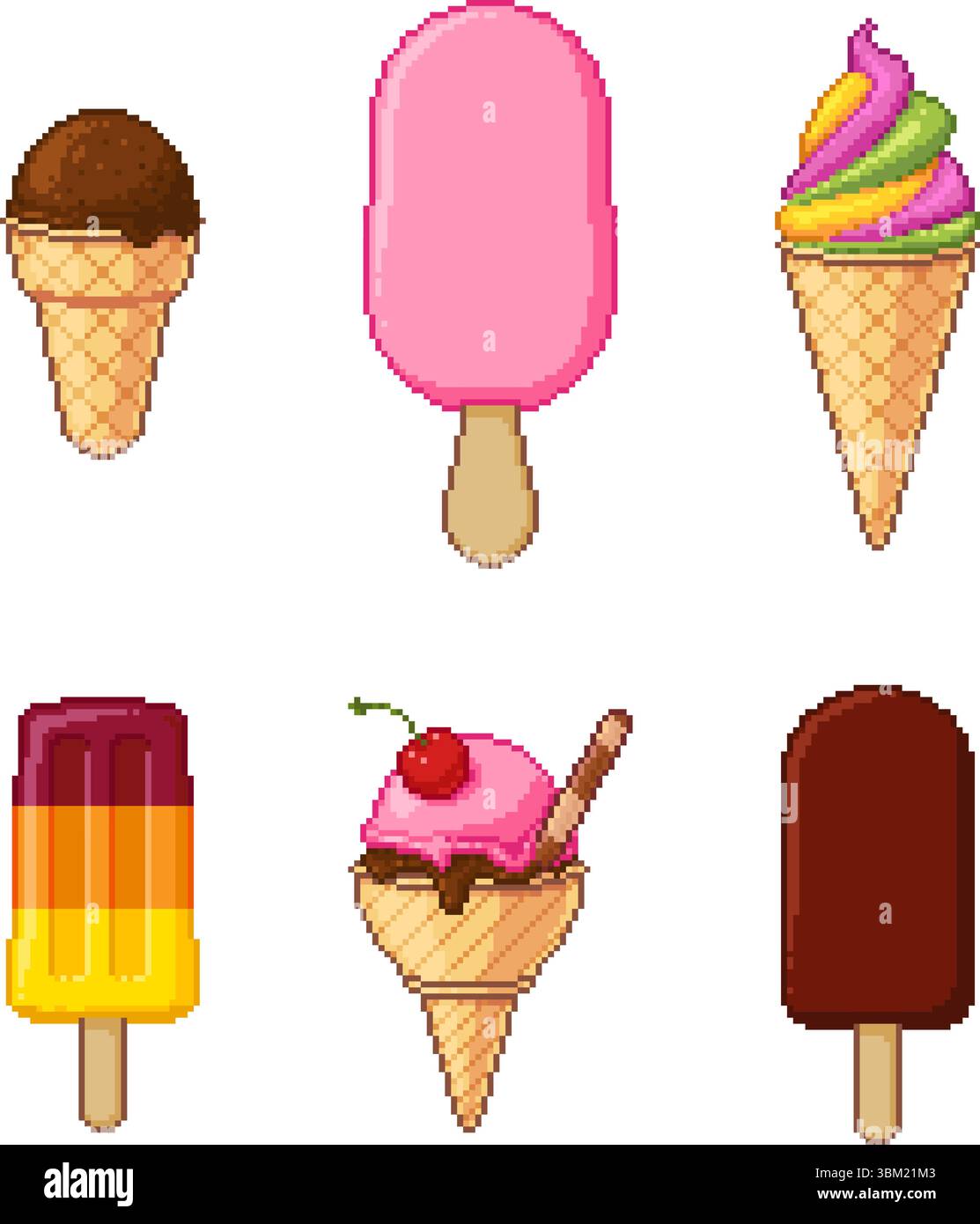 Buntes Eis im Pixelart-Stil, Vektor-Illustration. Stock Vektor
